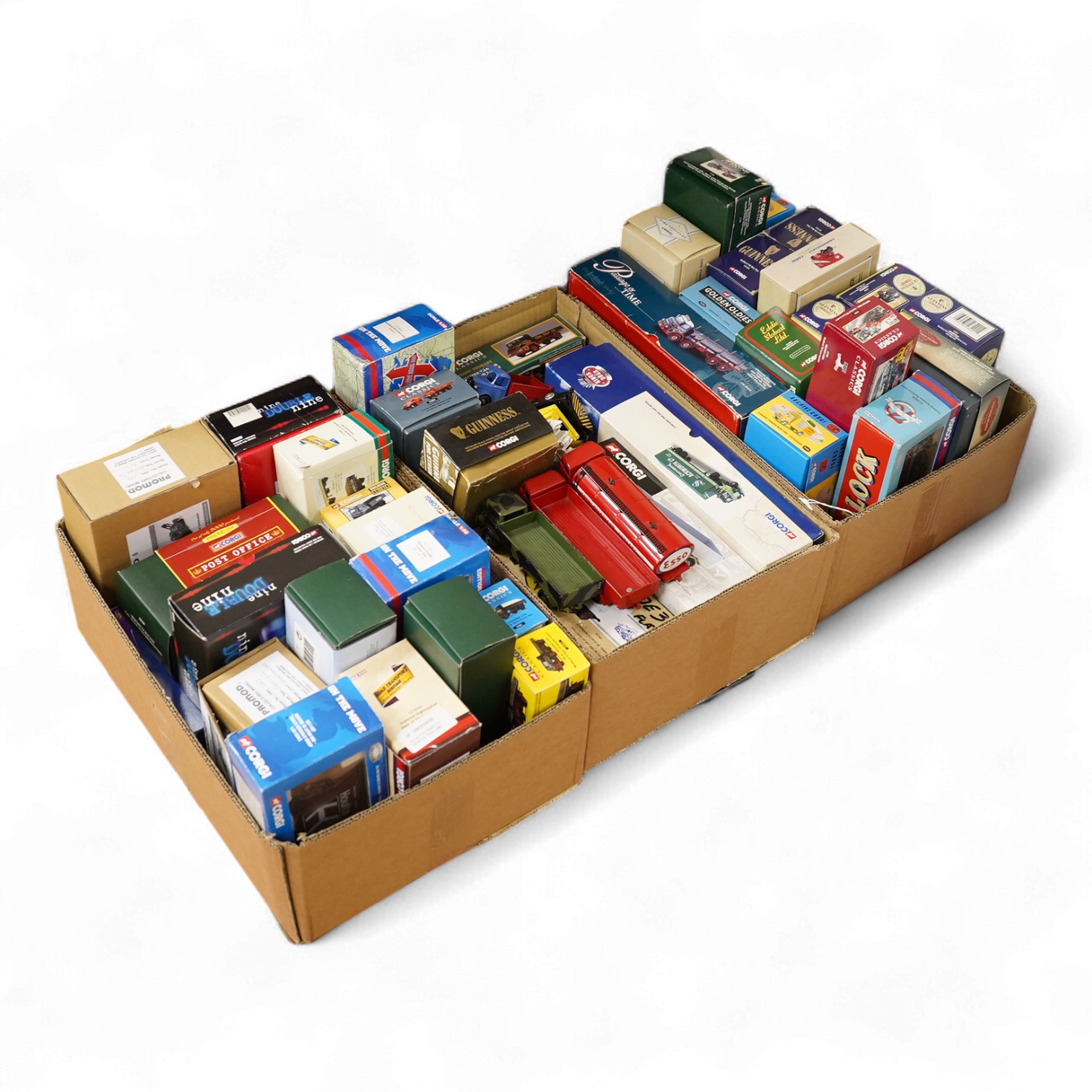 Forty boxed diecast commercial vehicles by Corgi, Corgi Classics, etc., including vehicles from the Guinness series, Vintage Glory of Steam, Eddie Stobart, etc., together with a few repainted Dinky Toys, including a Fode